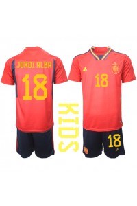Fotbalové Dres Španělsko Jordi Alba #18 Dětské Domácí Oblečení MS 2022 Krátký Rukáv (+ trenýrky)